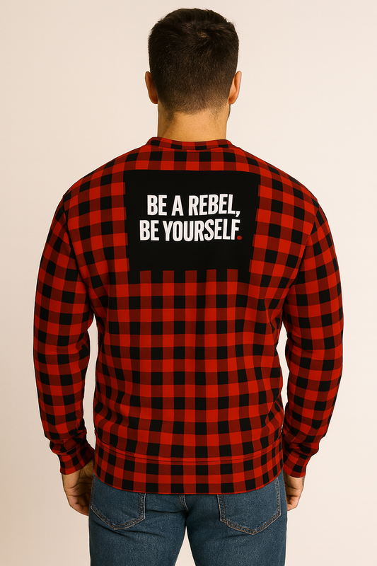 Crew Neck Sweatshirt with Inset V – Buffalo Check