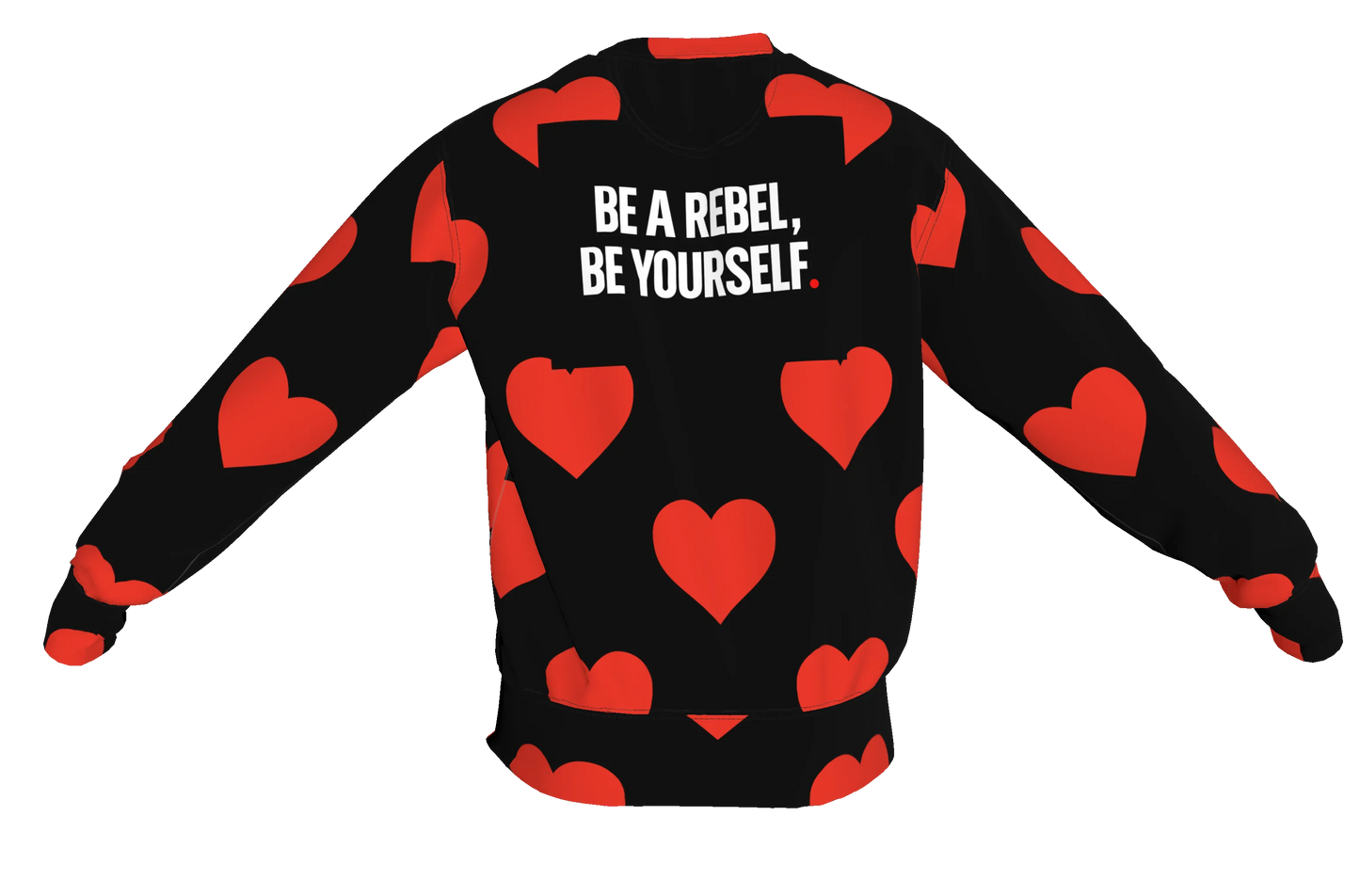 Crew Neck Sweatshirt with Inset V – Red Hearts Print