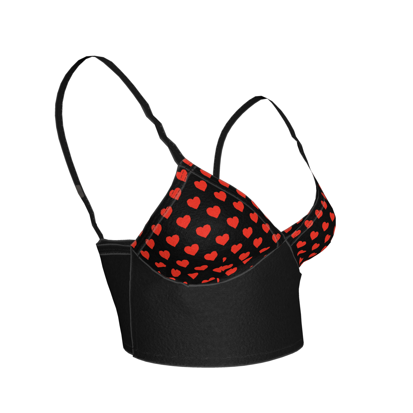 Heart Print Bralette in Lightweight Stretch Cotton Jersey
