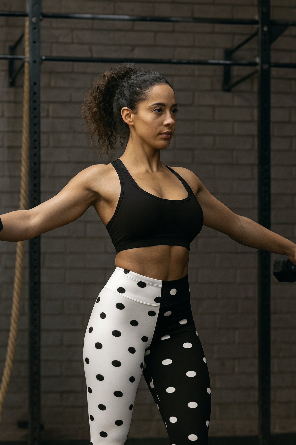 Polka Dot Split Leggings in Lightweight Stretch Cotton Jersey