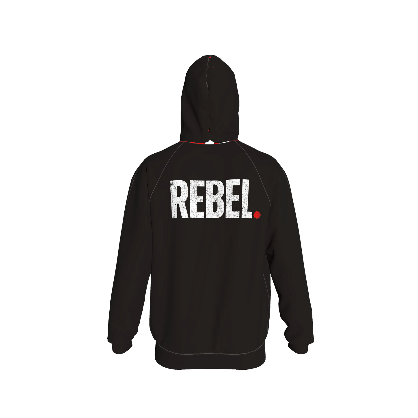 Black Hoodie Rebel front and back - Half Raglan Sweatshirt Hoodie