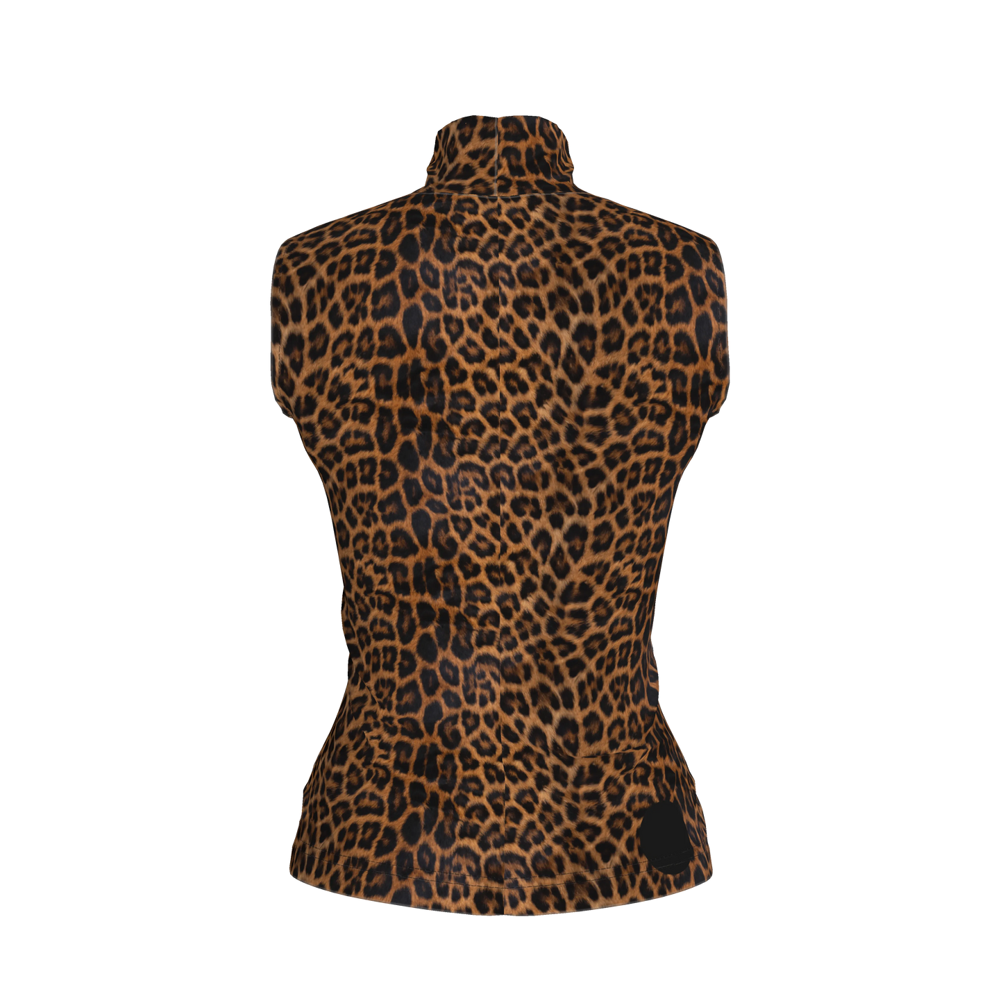 Sleeveless Turtleneck in Leopard Print Midweight Stretch Cotton Fleece