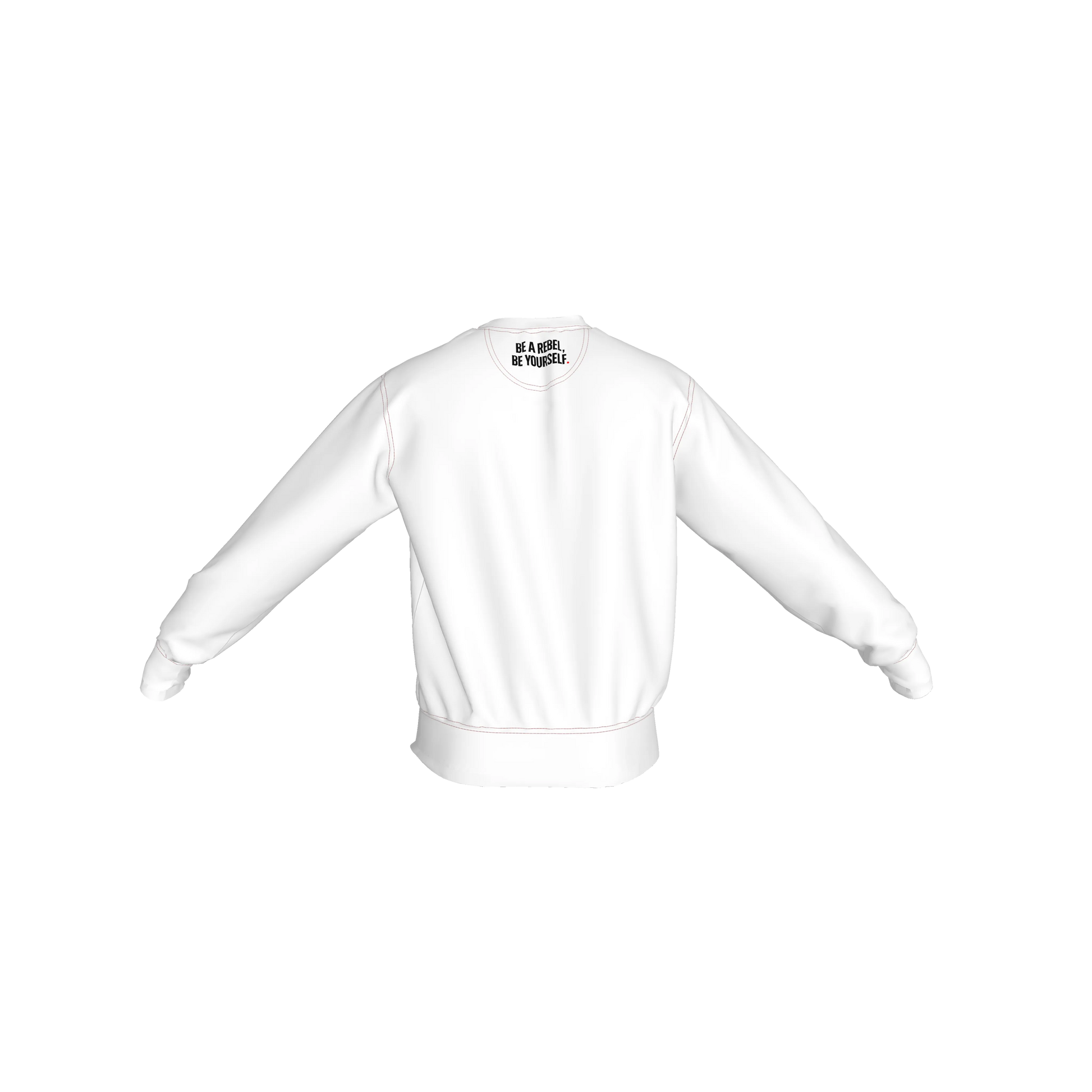 Crew Neck Sweatshirt with Inset V – "REBEL" Print