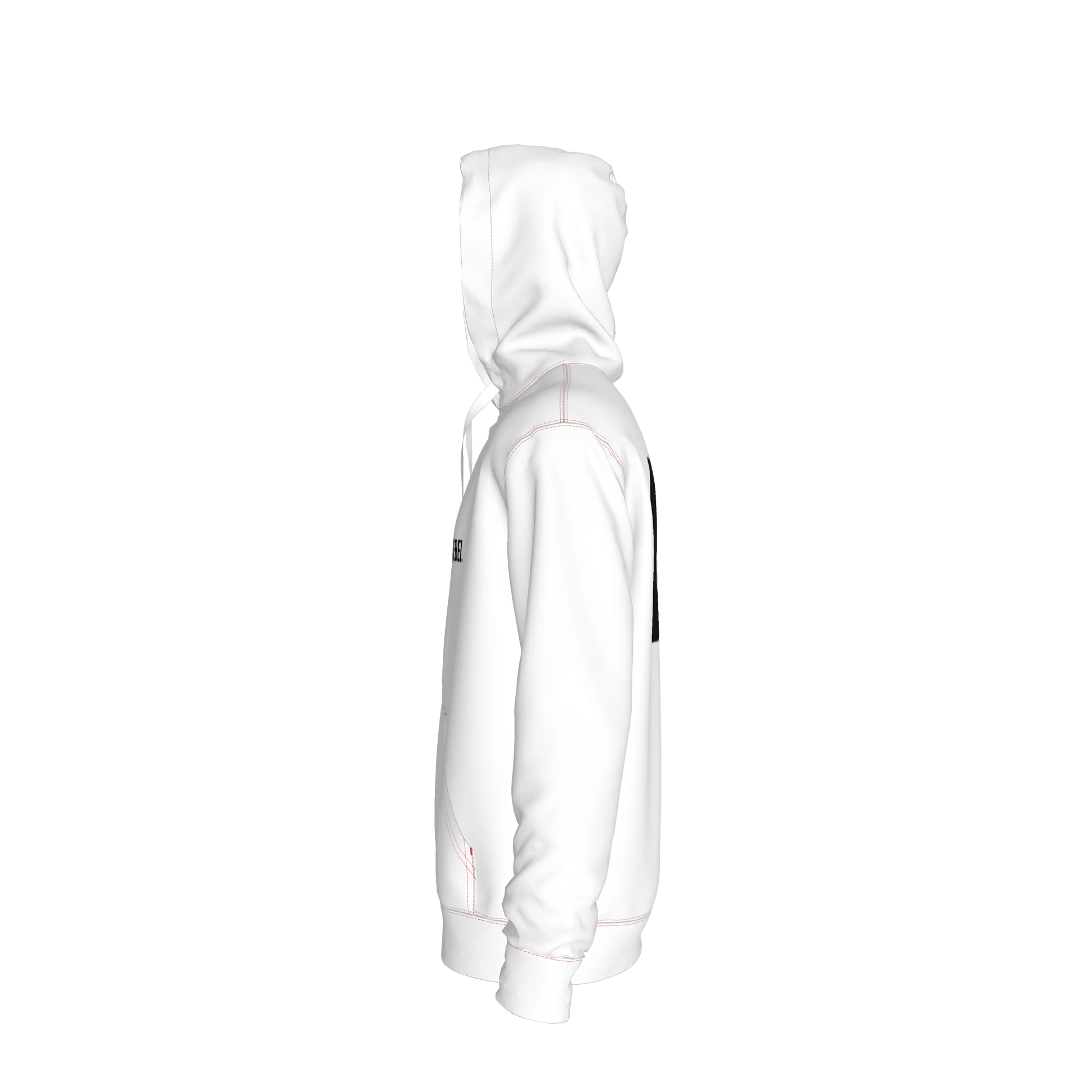White Hoodie - Small Rebel front. Be a Rebel back