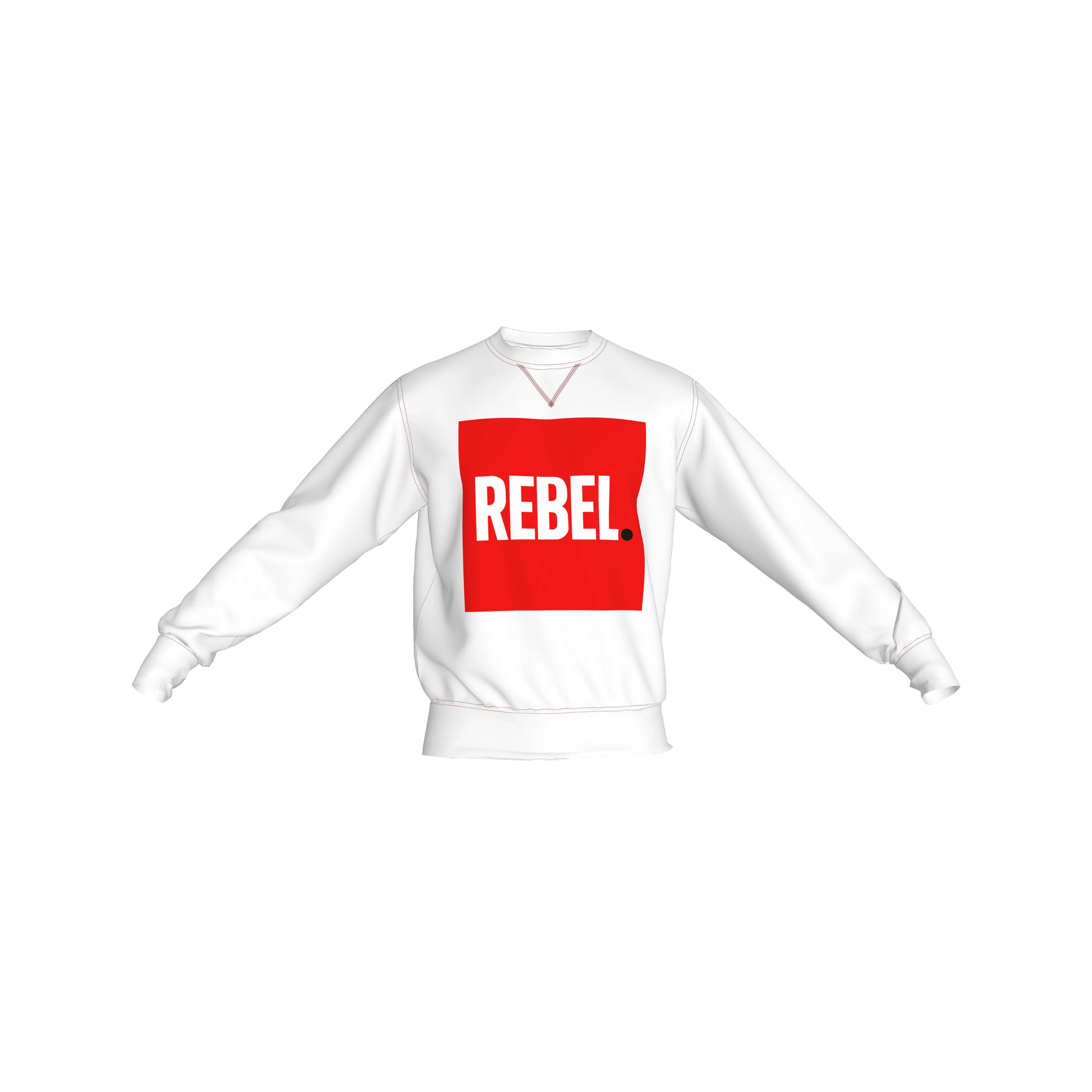 Crew Neck Sweatshirt with Inset V – "REBEL" Print