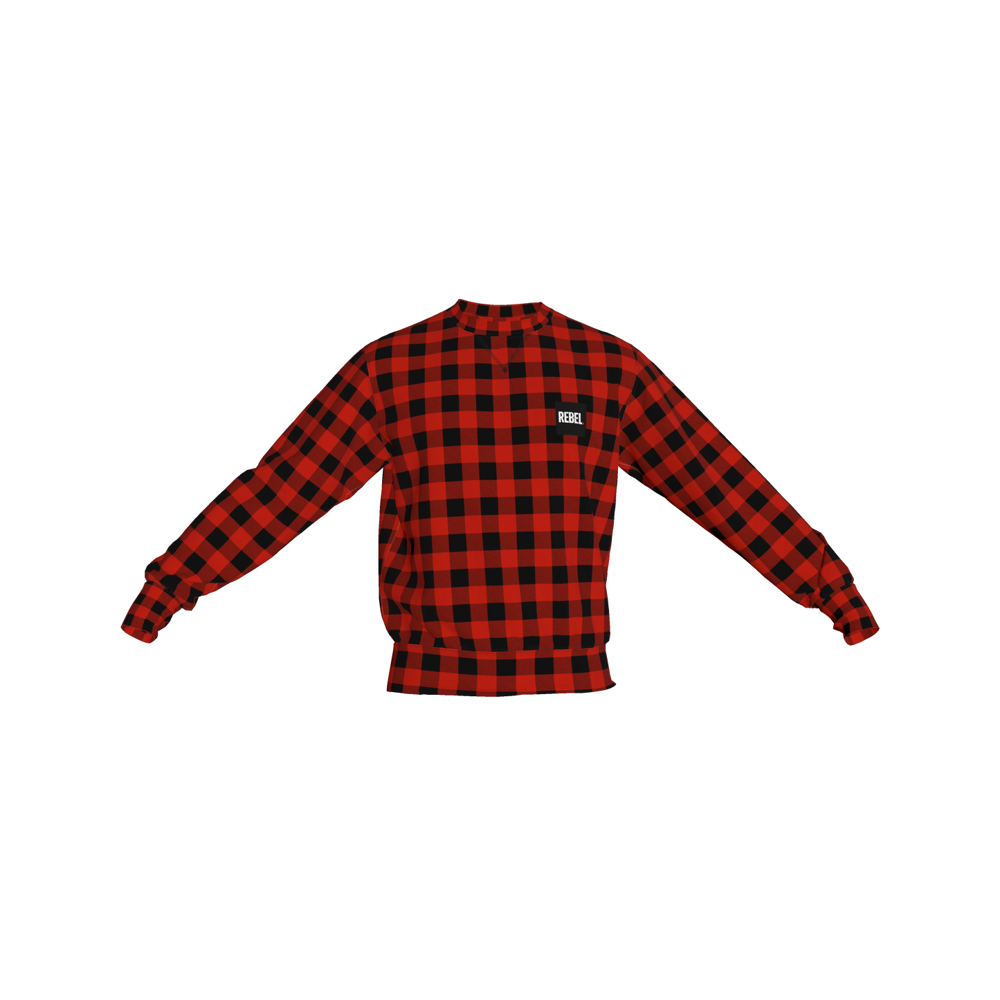 Crew Neck Sweatshirt with Inset V – Buffalo Check