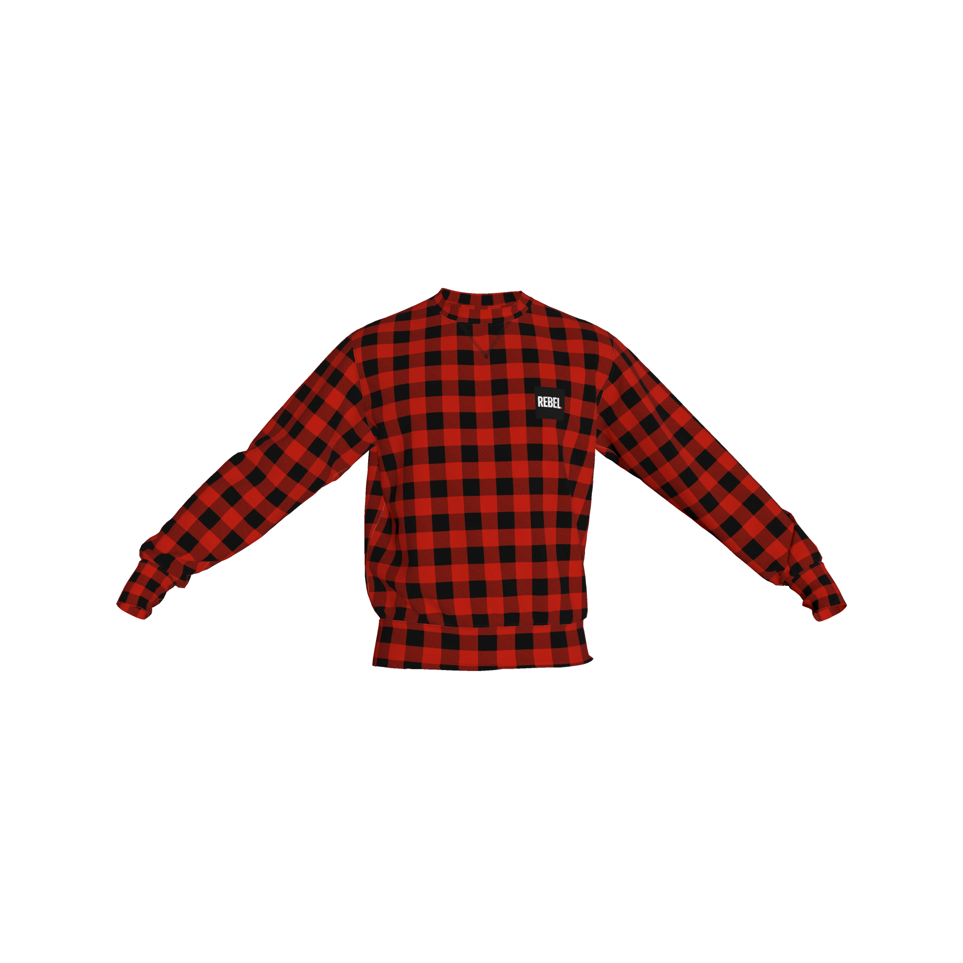 Crew Neck Sweatshirt with Inset V – Buffalo Check