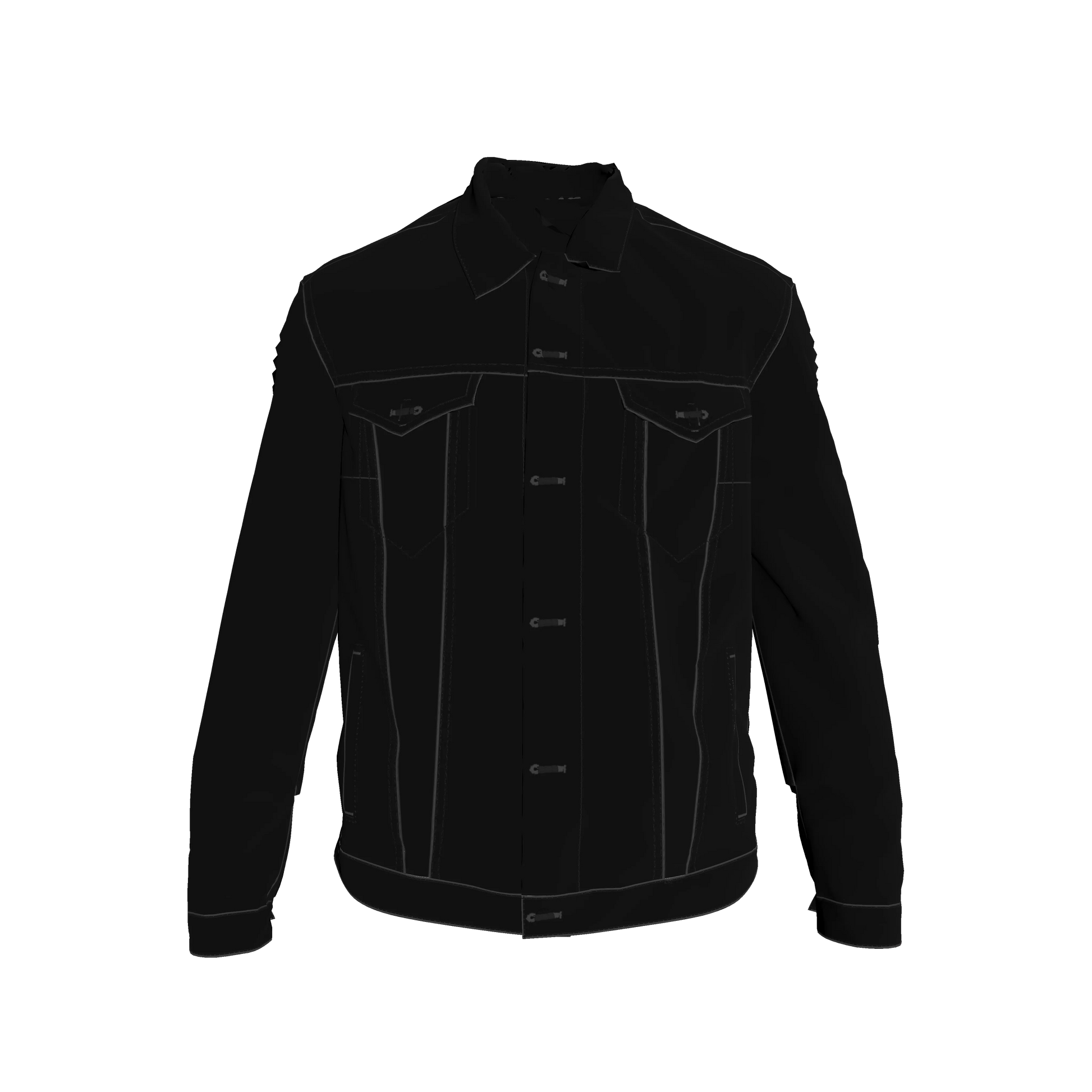 Men's Black Denim Jean Jacket with Back Logo