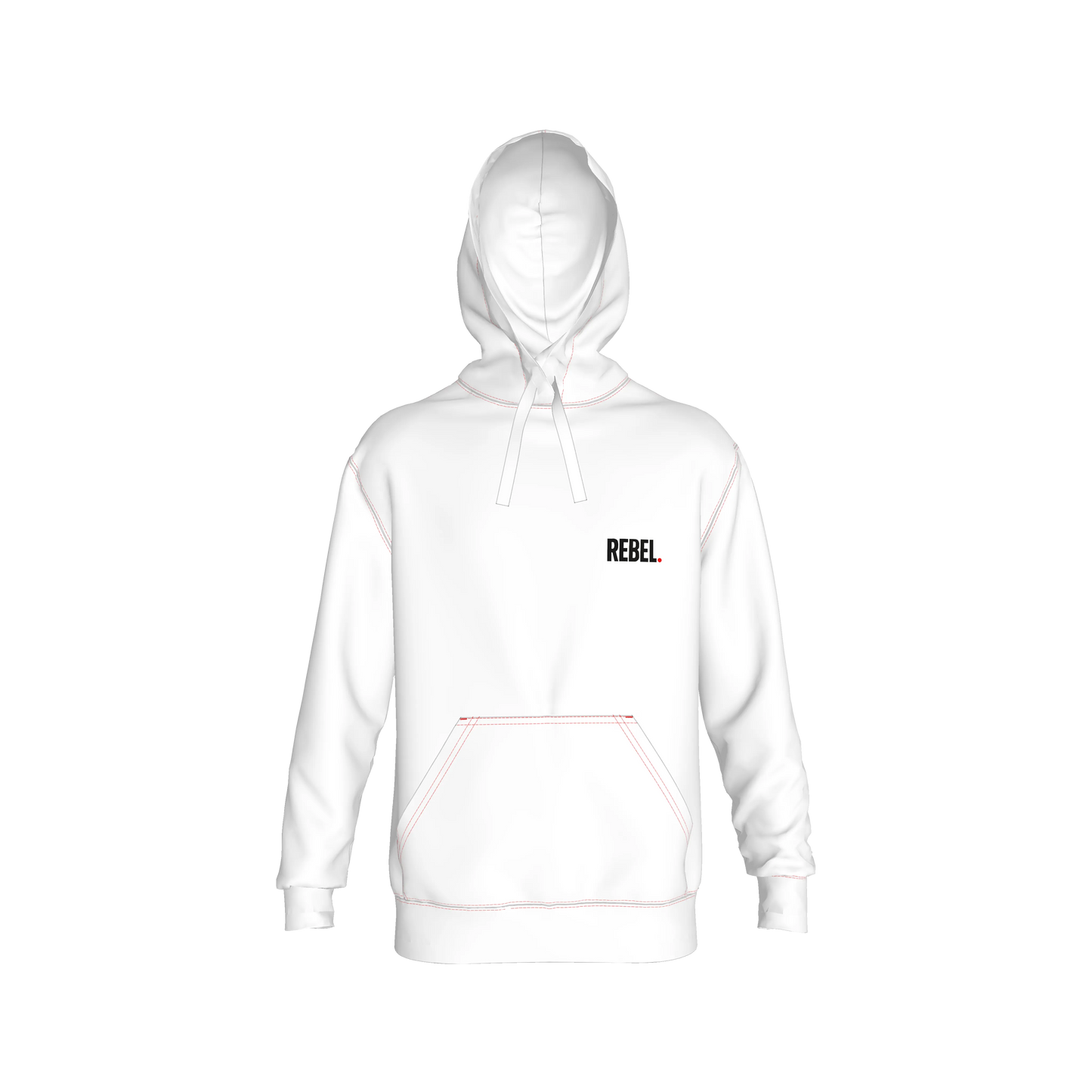 White Hoodie - Small Rebel front. Be a Rebel back
