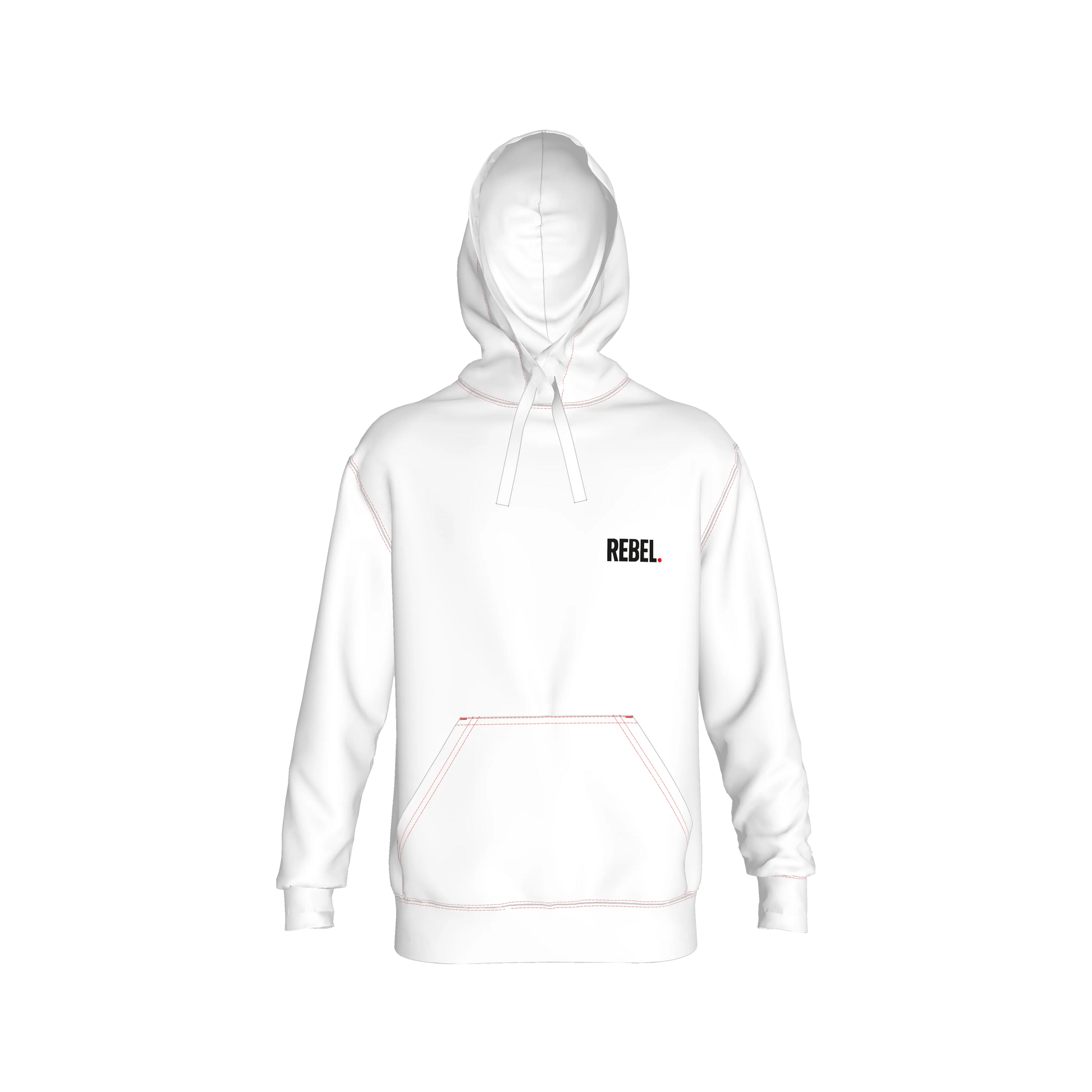White Hoodie - Small Rebel front. Be a Rebel back