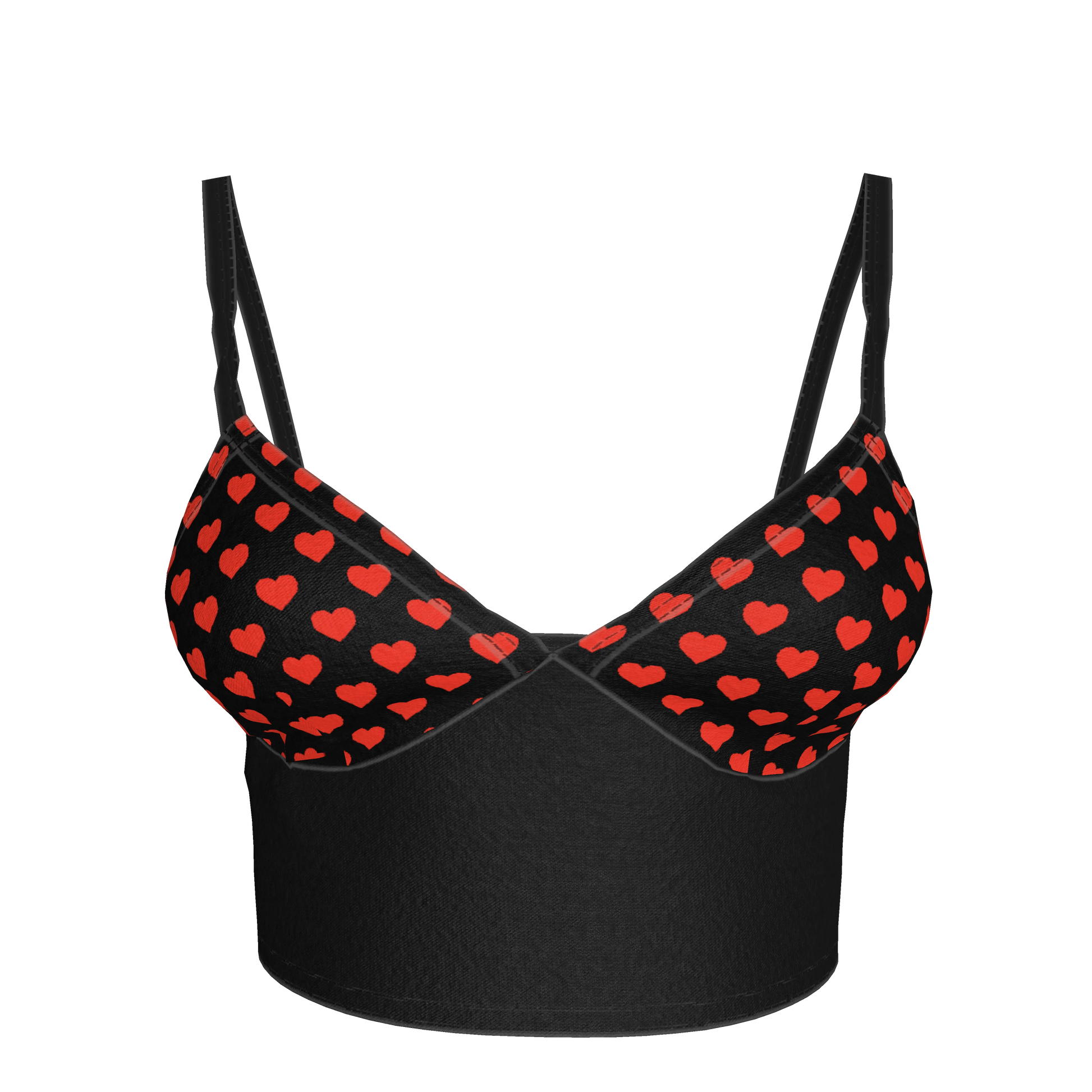 Heart Print Bralette in Lightweight Stretch Cotton Jersey