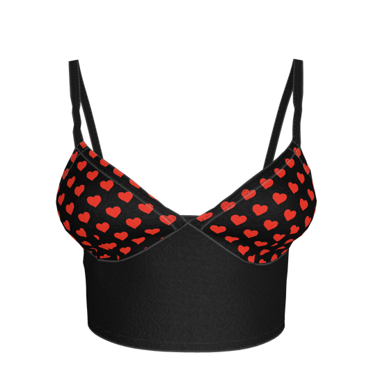 Heart Print Bralette in Lightweight Stretch Cotton Jersey
