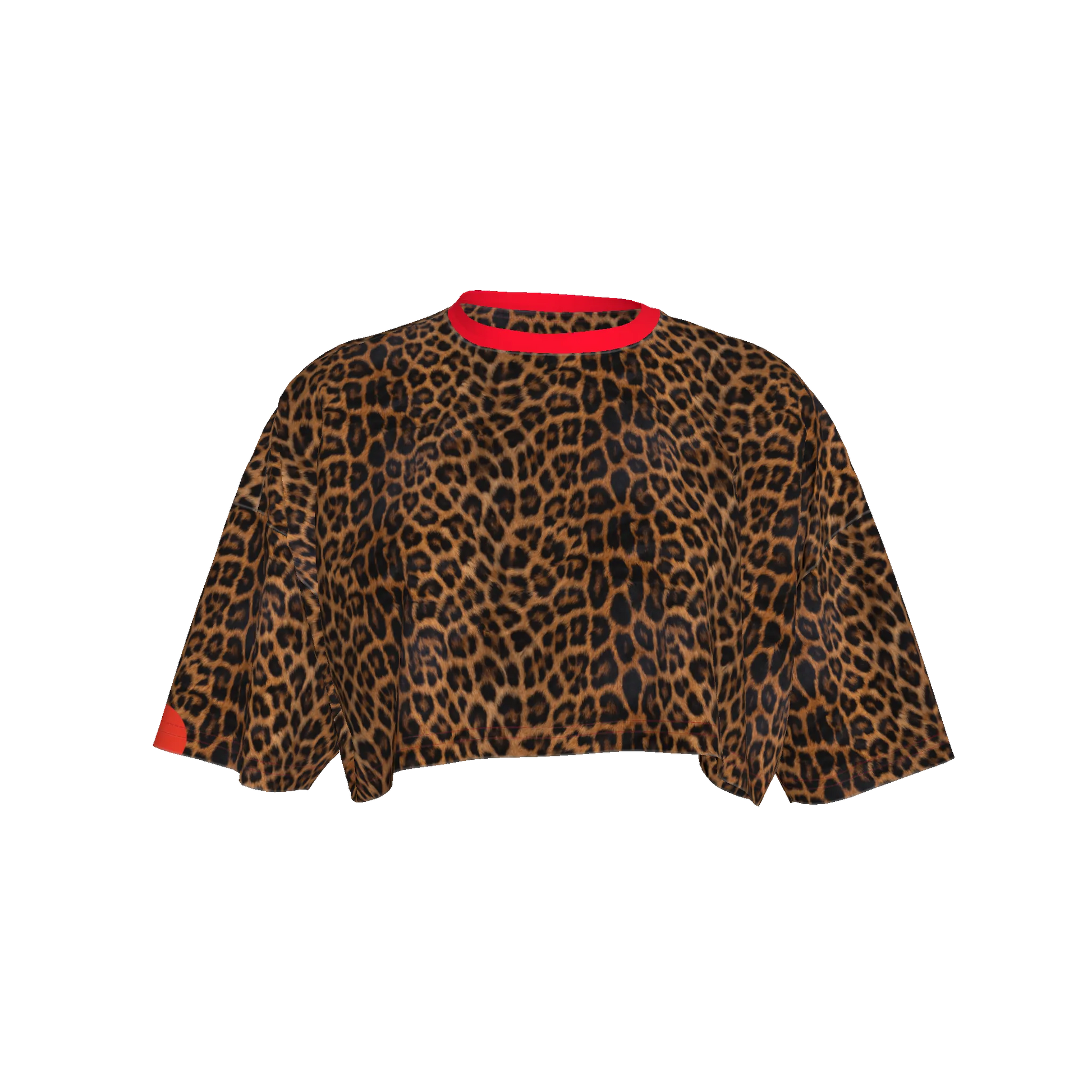 Leopard Print Crop T-shirt in Organic Cotton Jersey