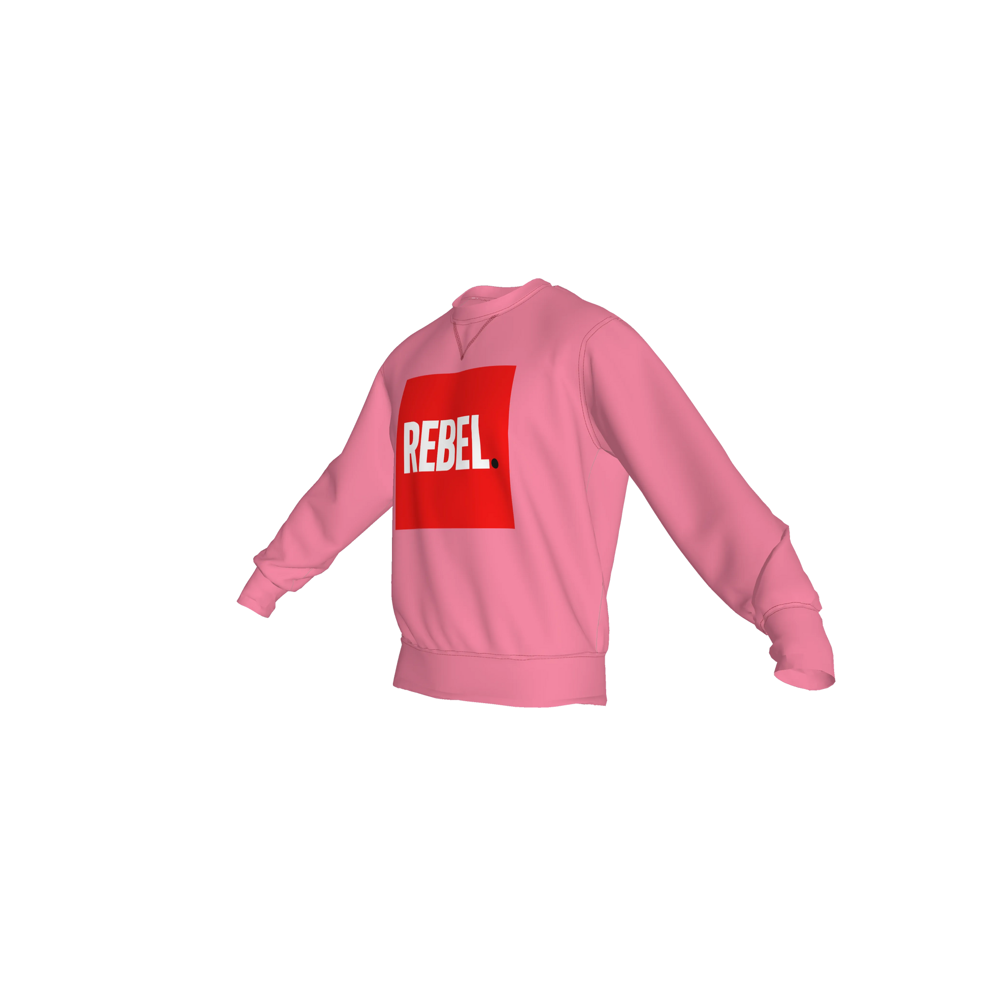 Crew Neck Sweatshirt with Inset V – "REBEL" Graphic