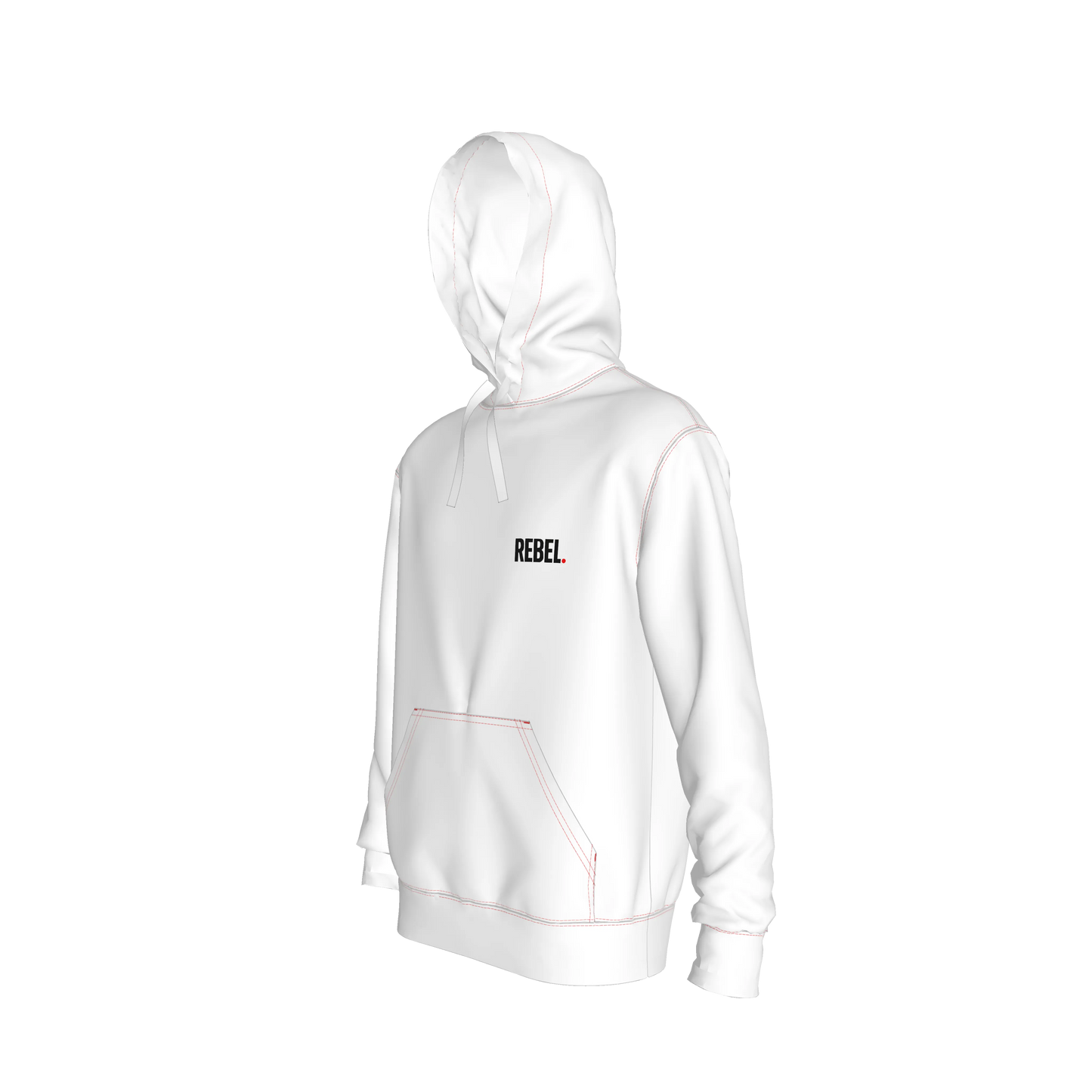 White Hoodie - Small Rebel front. Be a Rebel back