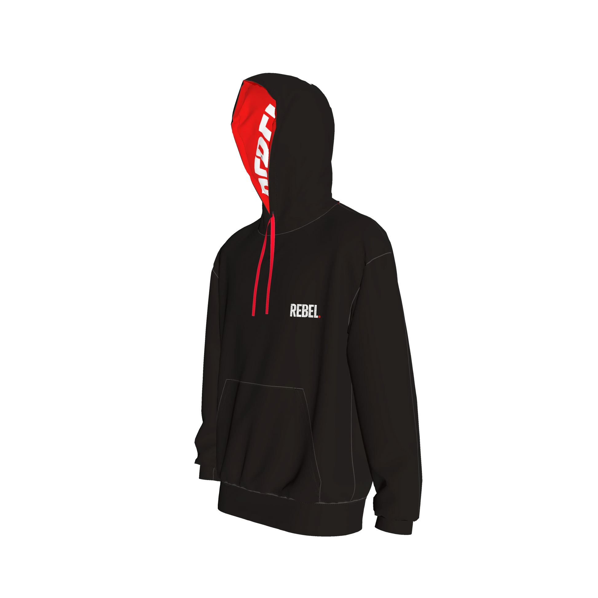 Black Hoodie Rebel front and back - Half Raglan Sweatshirt Hoodie