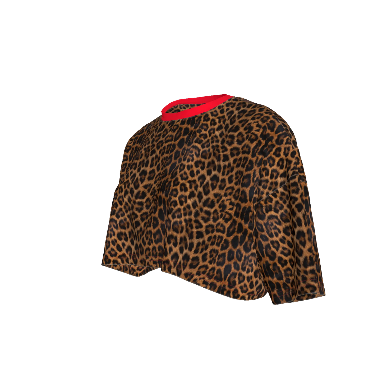 Leopard Print Crop T-shirt in Organic Cotton Jersey