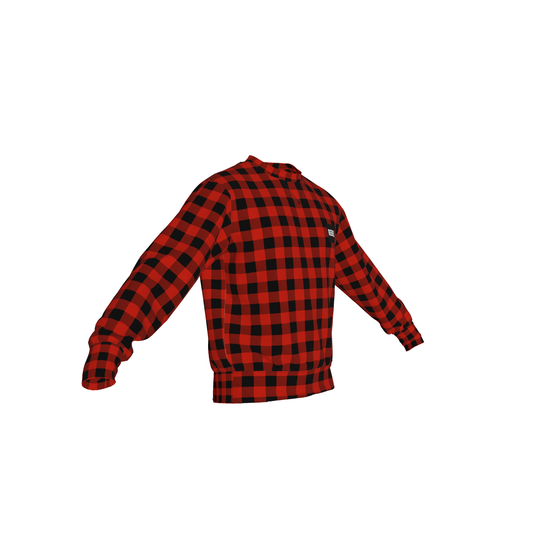Crew Neck Sweatshirt with Inset V – Buffalo Check