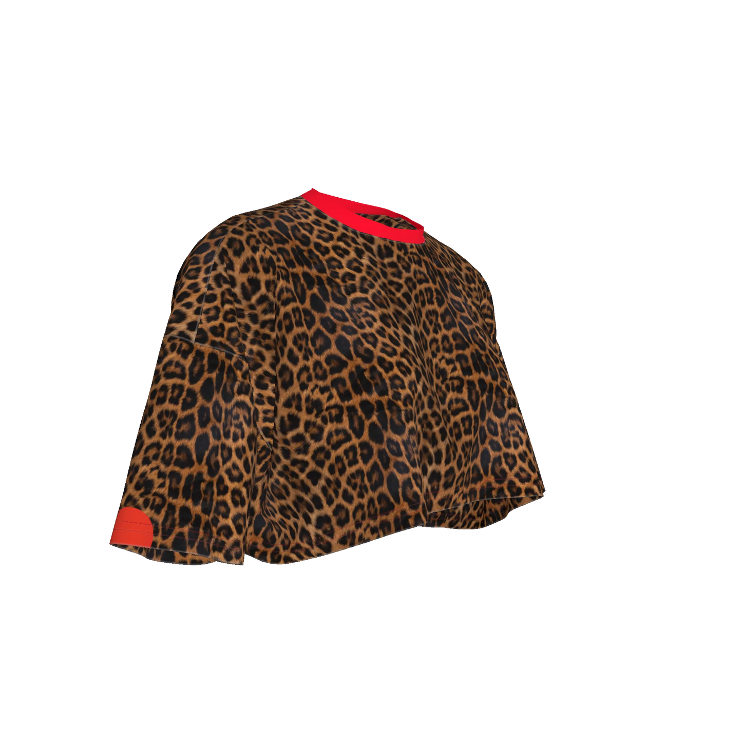 Leopard Print Crop T-shirt in Organic Cotton Jersey